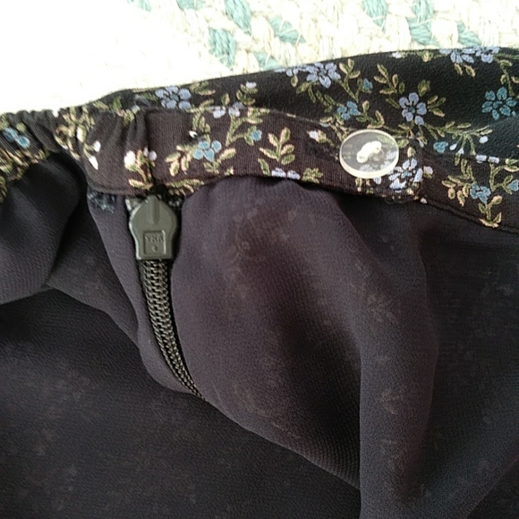 L.L. Bean Floral Lined Women's A-Line Skirt Plus 14P Black Blue - Picture 8 of 14